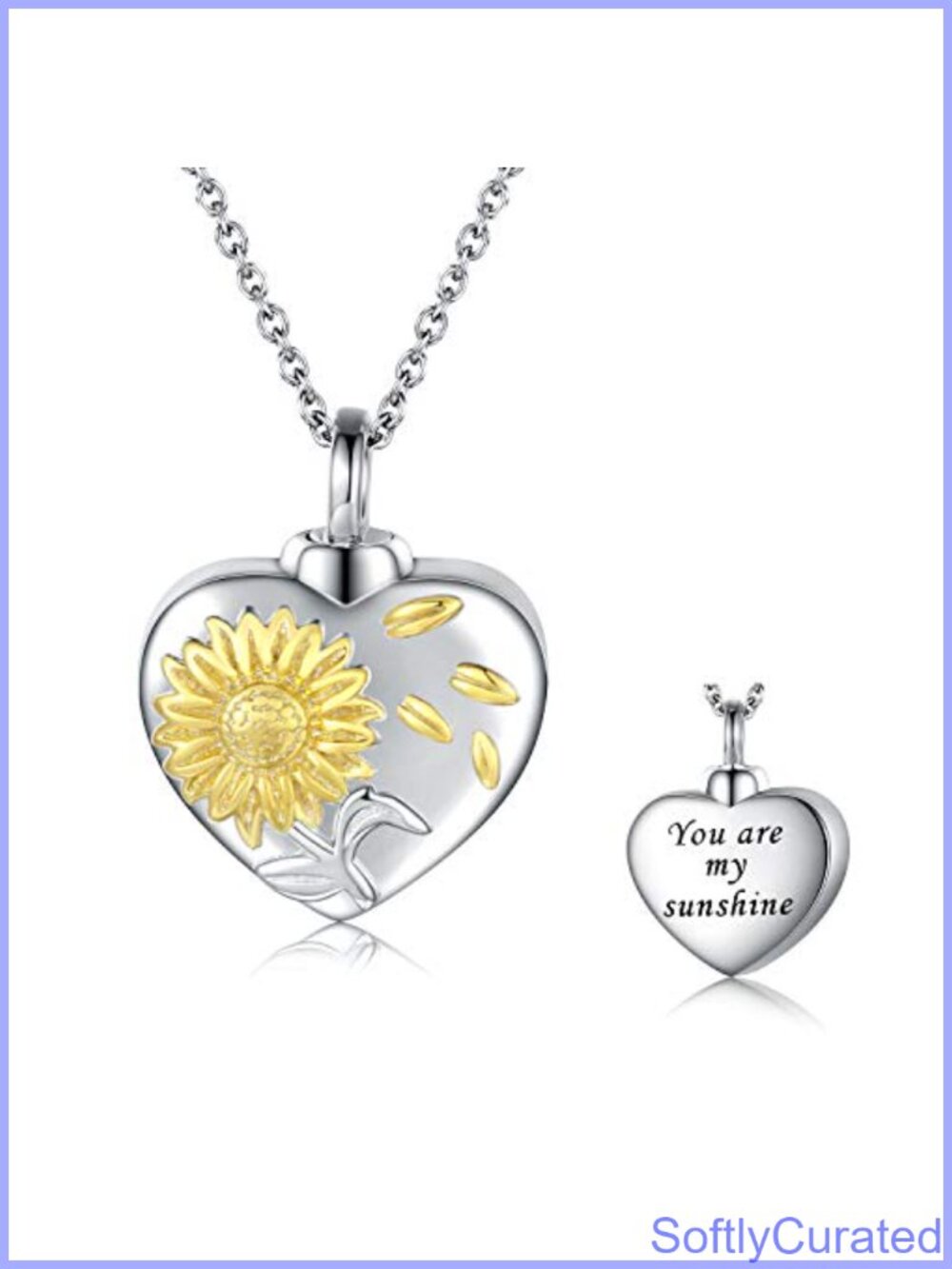 Sunflower Urn Necklace 925 Sterling Silver Cremation Jewelry for Ashes